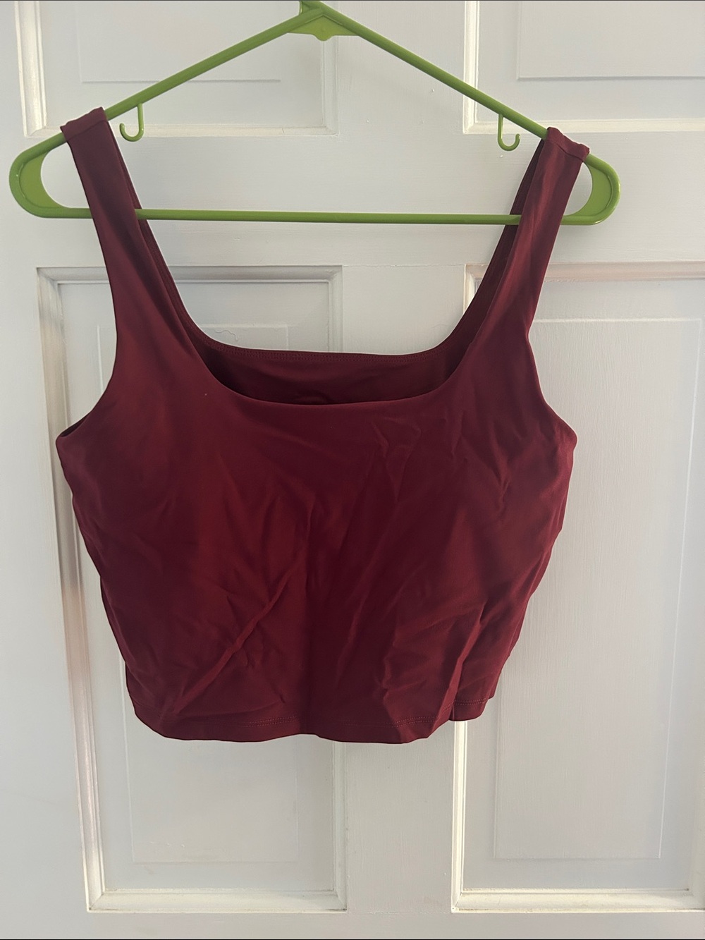 Fabletics Burgundy Square-Neck Crop Tank